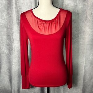 The Limited Stretch Bold Red Illusion Scoop Neck Blouse - size Small